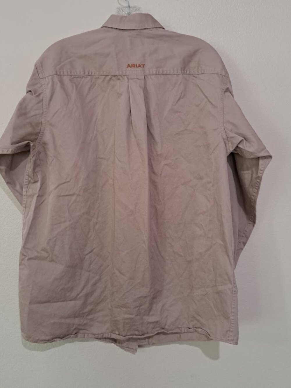 Ariat Mens Medium Button down shirt Work shirt brown khaki - Picture 4 of 6